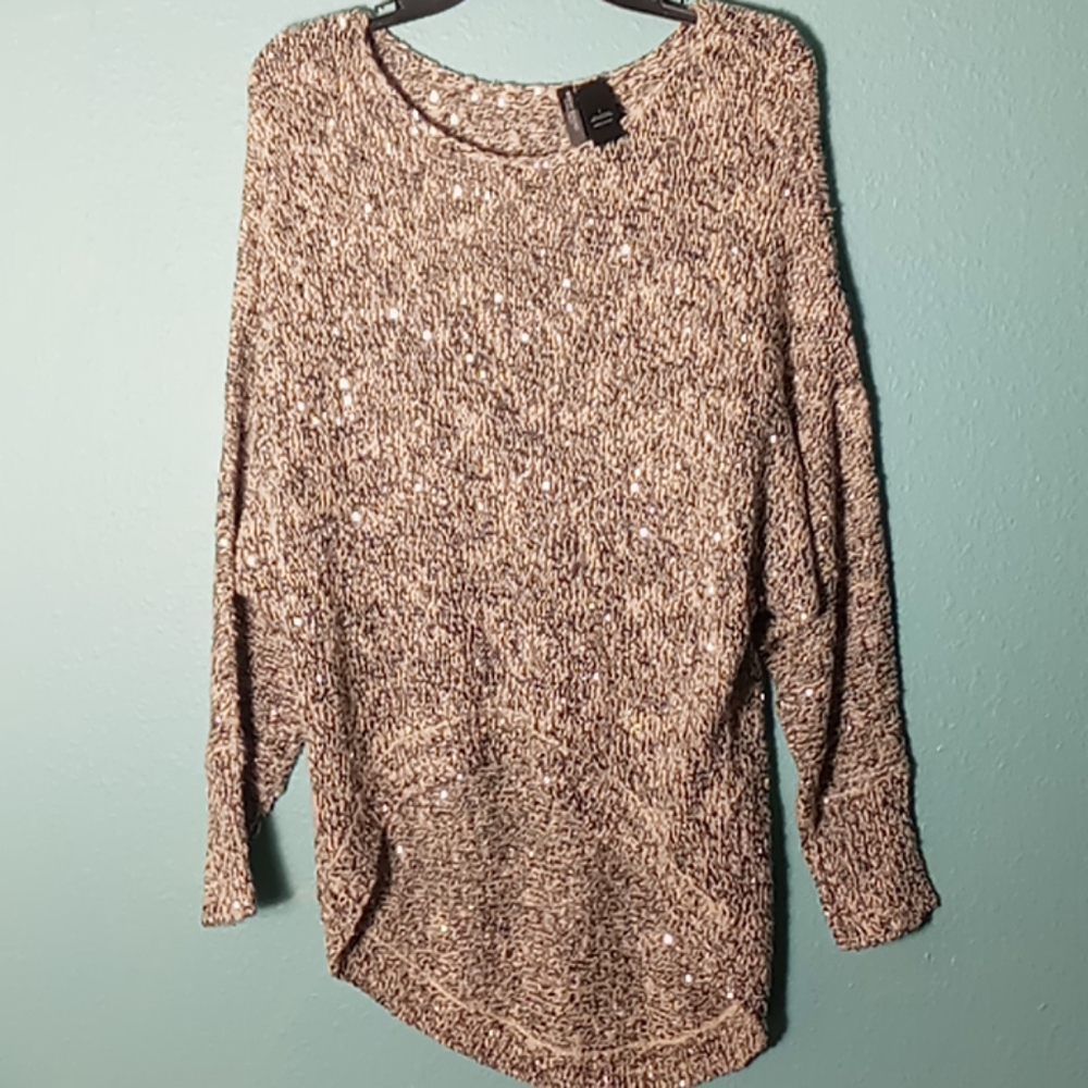 Bisou Bisou high low Sequin embossed beautiful sweater blouse